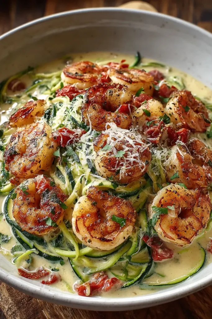 Creamy Garlic Shrimp with Parmesan Zoodles